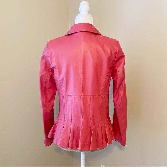 Bradley Bayou 100% Leather Peplum Ruffle Zip Front Jacket - XXS - Picture 3 of 15